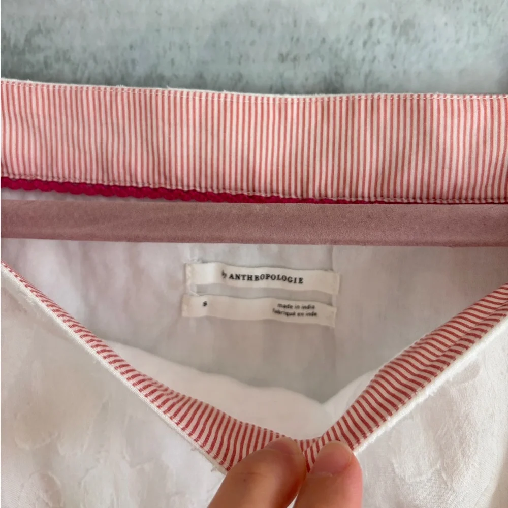Anthropologie White Embroidered Crop Top Sz Small - Picture 8 of 12
